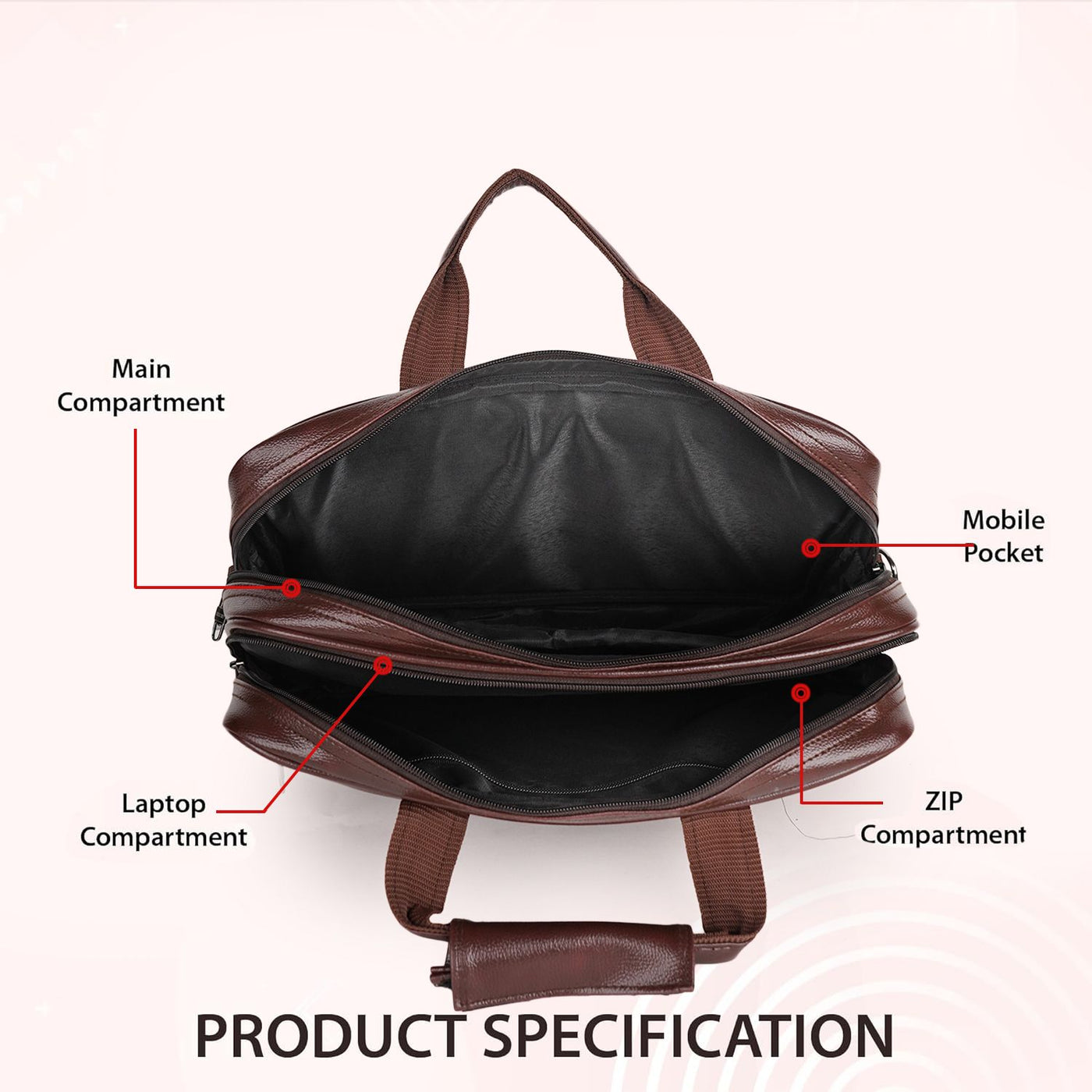 LuxCraft Expandable Vegan Leather Laptop Messenger Bag