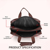 LuxCraft Expandable Vegan Leather Laptop Messenger Bag