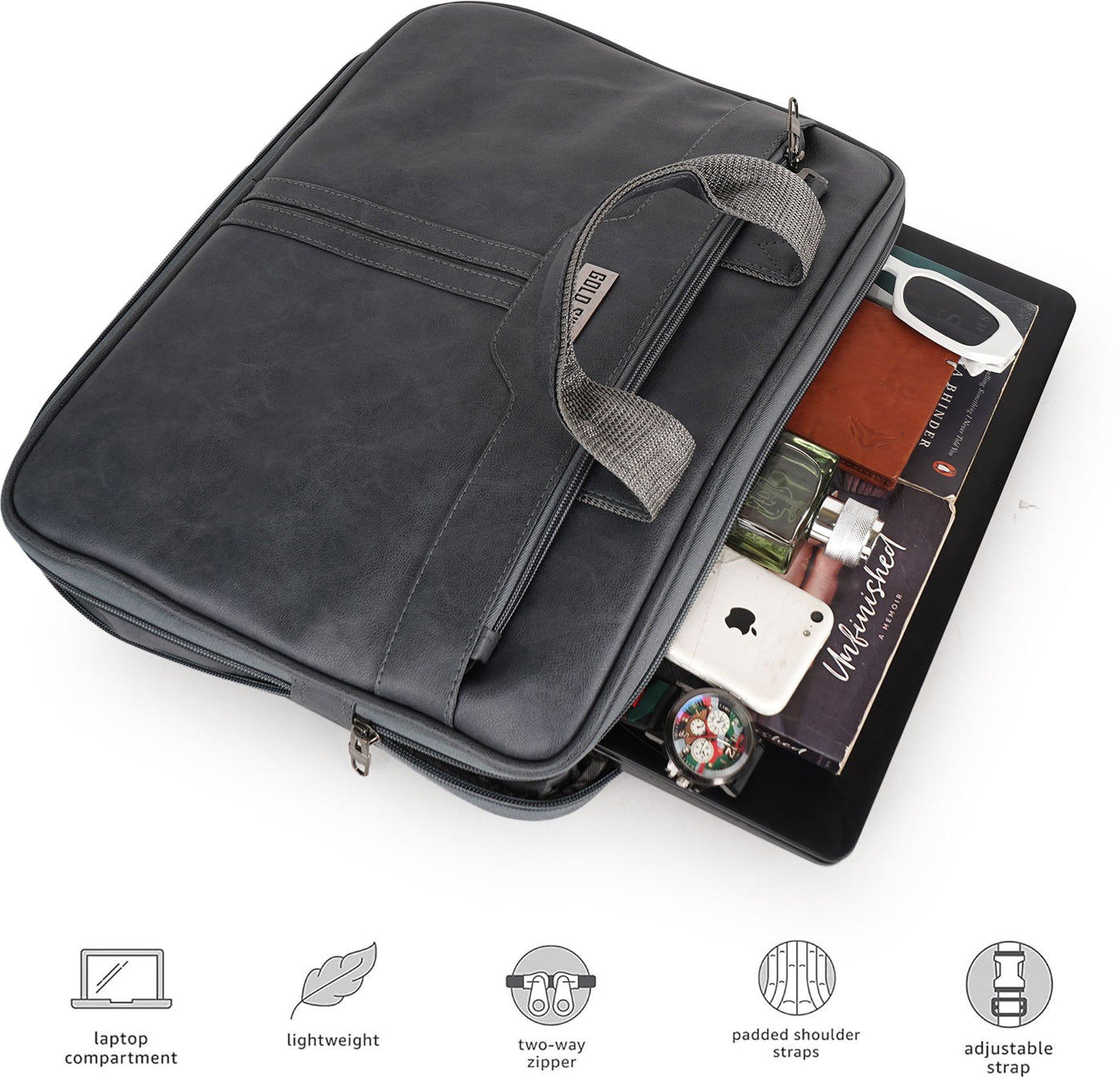 UrbanFlex Expandable Vegan Leather Messenger Bag
