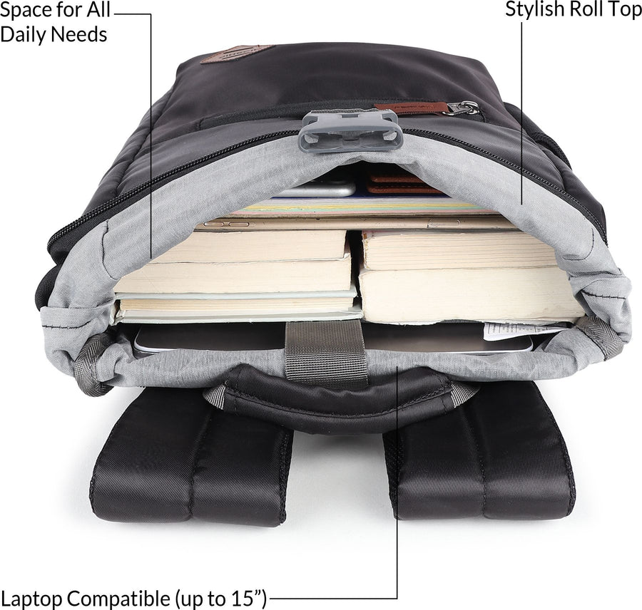 MIDSHIP Navigator 15" Nylon Roll Top Backpack - 15 L