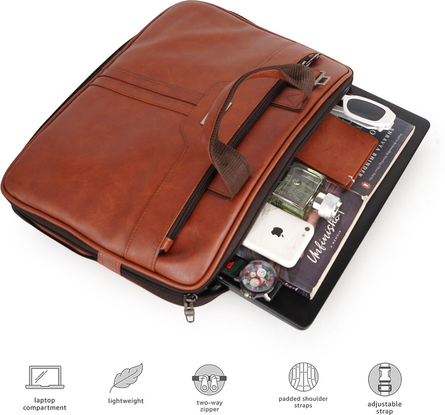 UrbanFlex Expandable Vegan Leather Messenger Bag