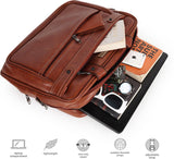 LuxCraft Expandable Vegan Leather Laptop Messenger Bag