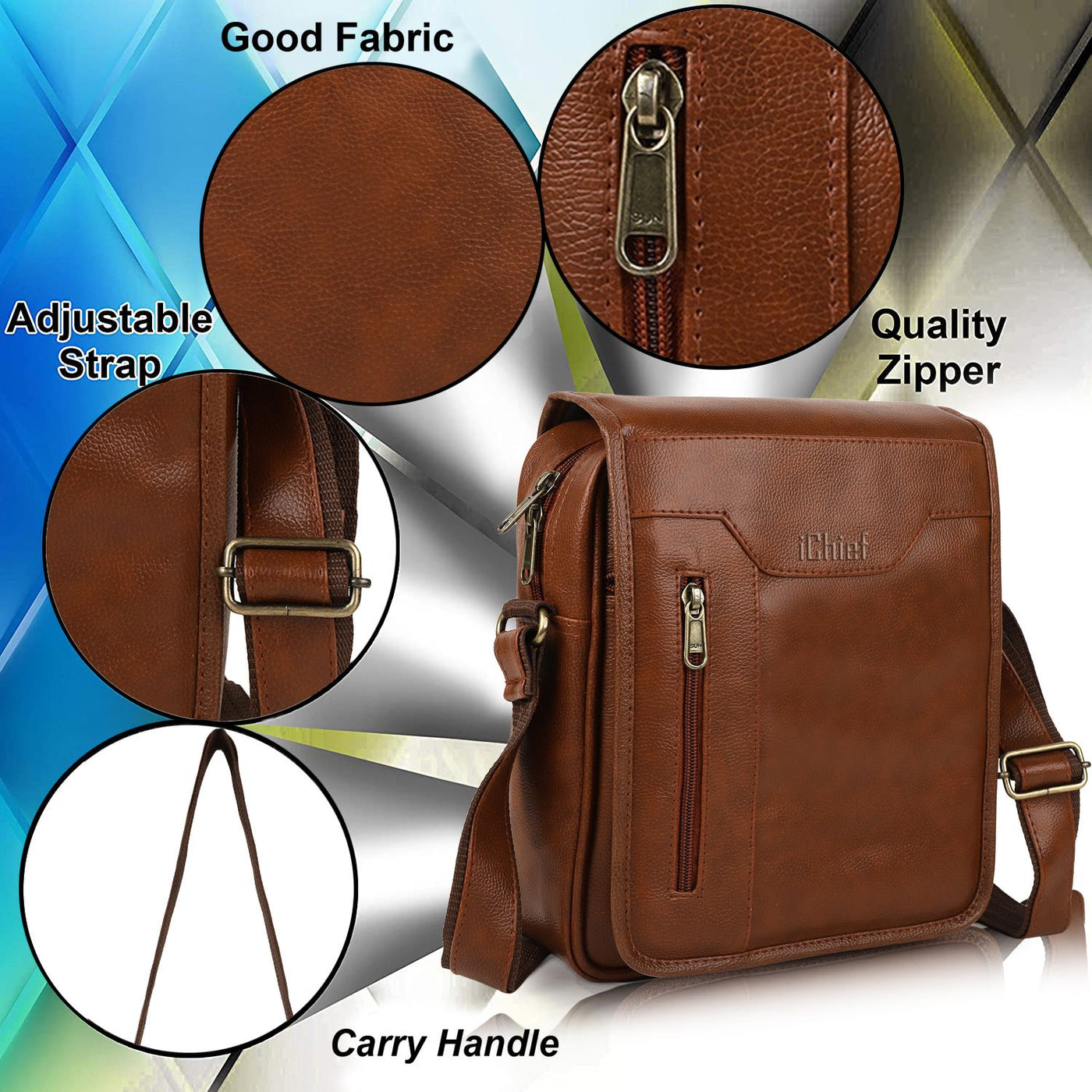 ModVault Premium PU Leather Men’s Sling Bag With Padded Tab Sleeve