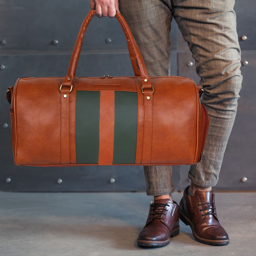 VoyagerX Vegan Leather Duffel with Shoe Compartment - 45 L