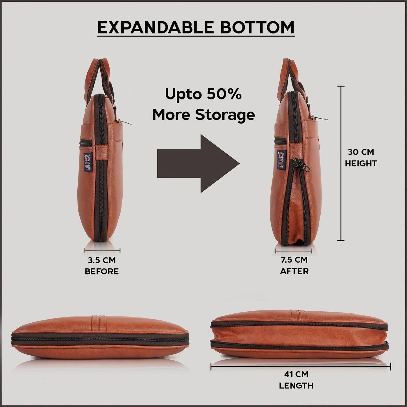 UrbanFlex Expandable Vegan Leather Messenger Bag
