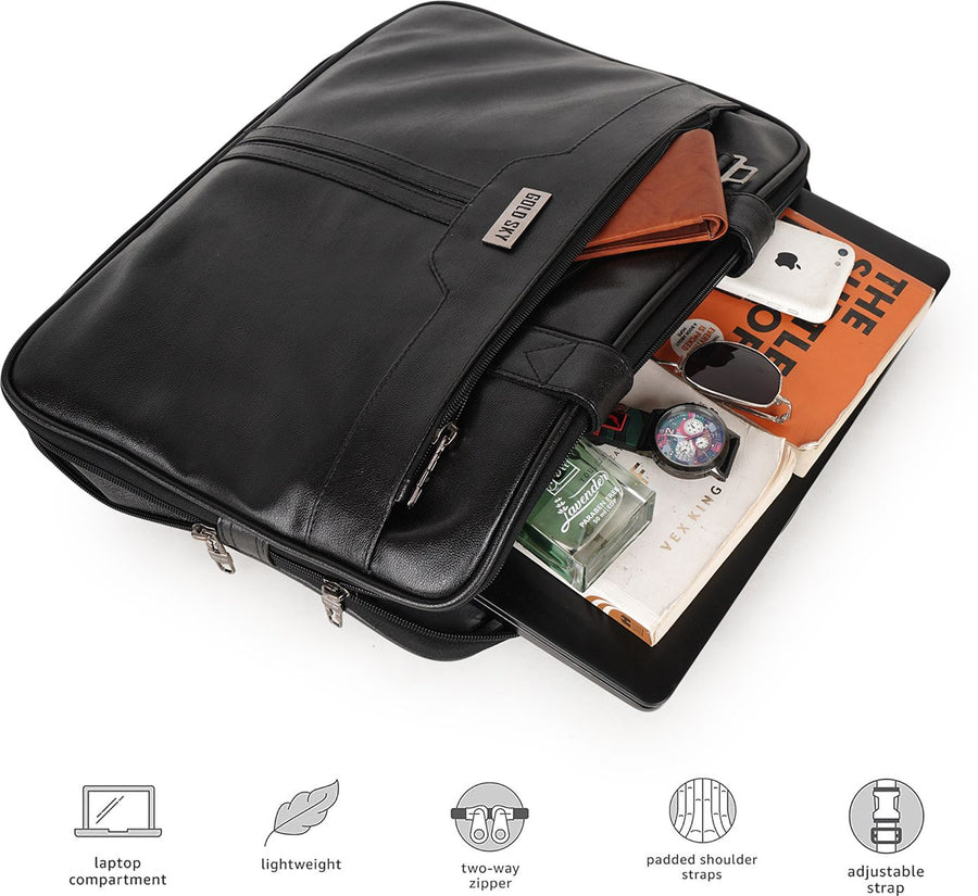 UrbanFlex Expandable Vegan Leather Messenger Bag