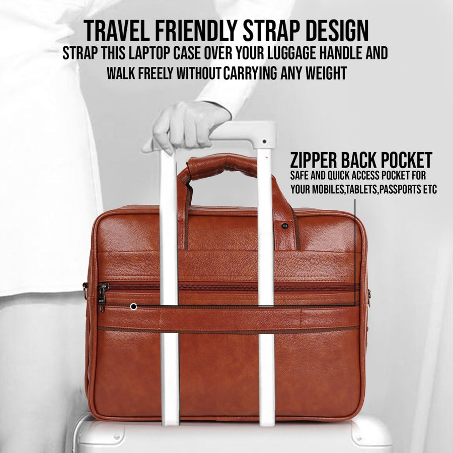 LuxCraft Expandable Vegan Leather Laptop Messenger Bag