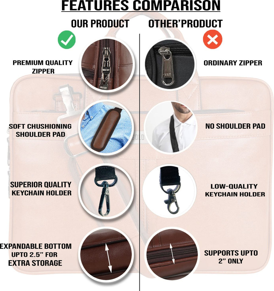 UrbanFlex Expandable Vegan Leather Messenger Bag