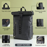 Vantior Premium Vegan Leather Roll Top Backpack