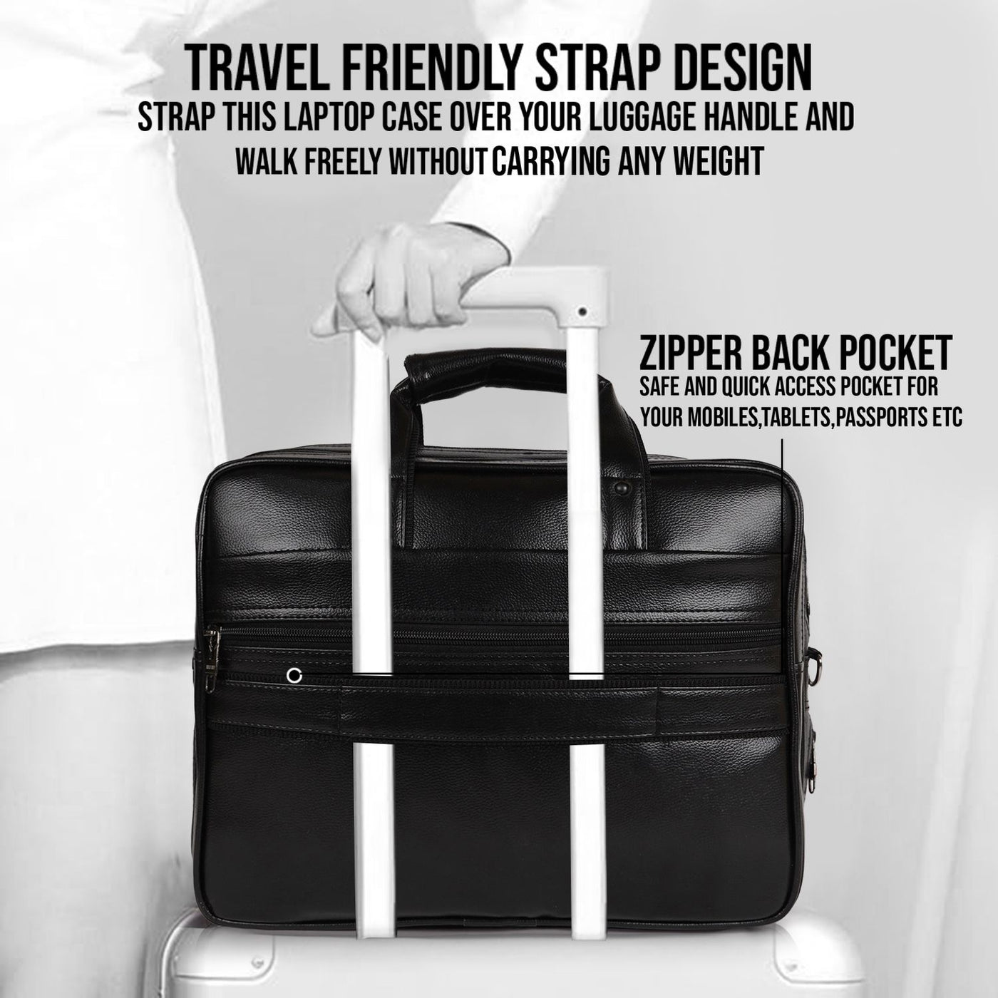 LuxCraft Expandable Vegan Leather Laptop Messenger Bag