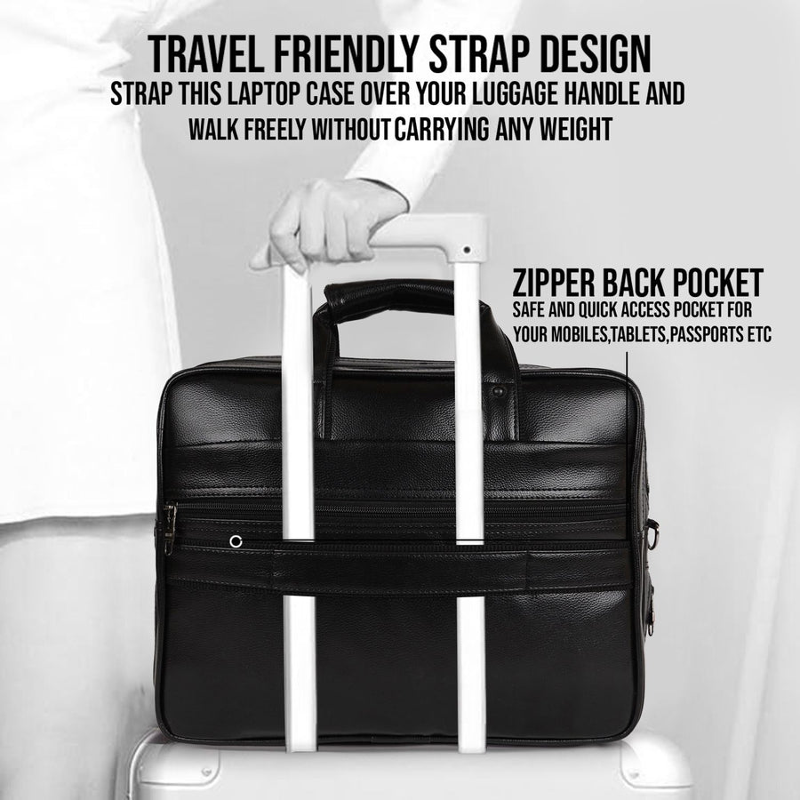 LuxCraft Expandable Vegan Leather Laptop Messenger Bag