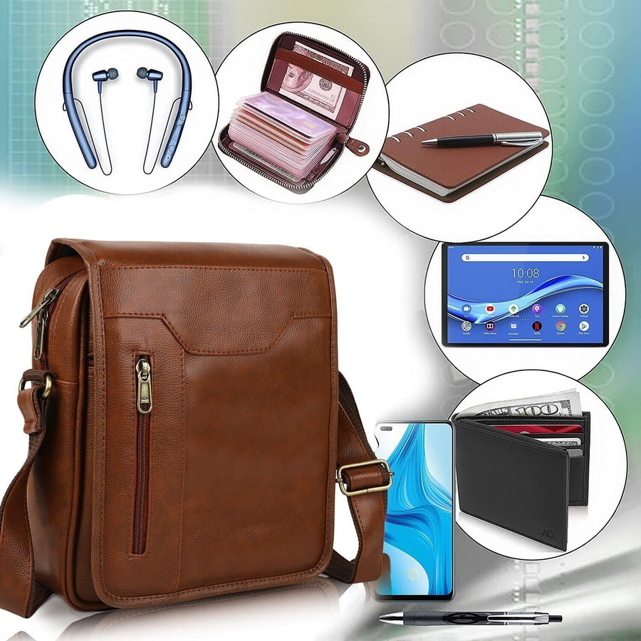 ModVault Premium PU Leather Men’s Sling Bag With Padded Tab Sleeve