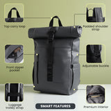 Vantior Premium Vegan Leather Roll Top Backpack