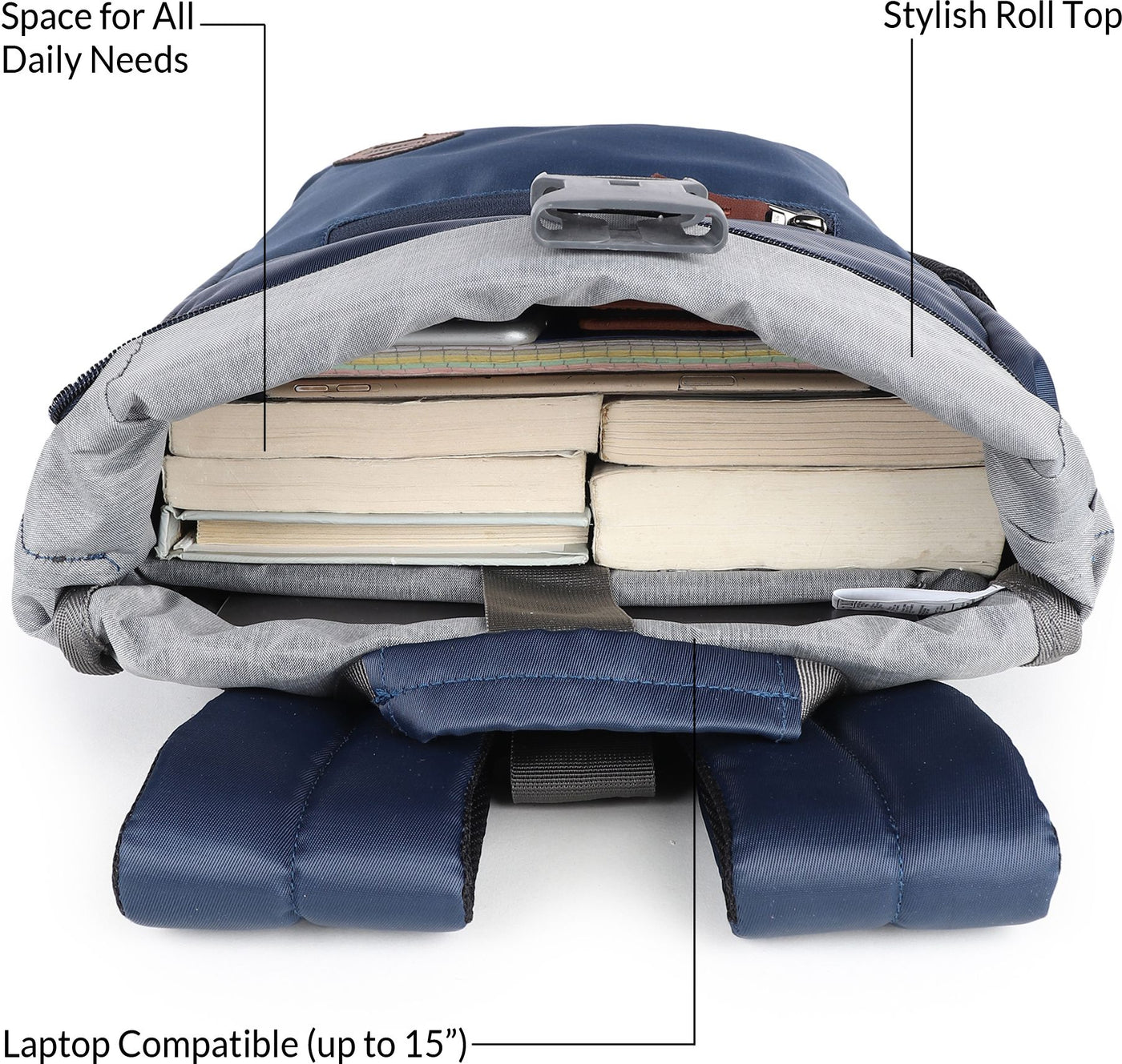 MIDSHIP Navigator 15" Nylon Roll Top Backpack - 15 L
