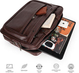 LuxCraft Expandable Vegan Leather Laptop Messenger Bag