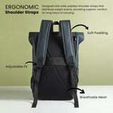 Vantior Premium Vegan Leather Roll Top Backpack