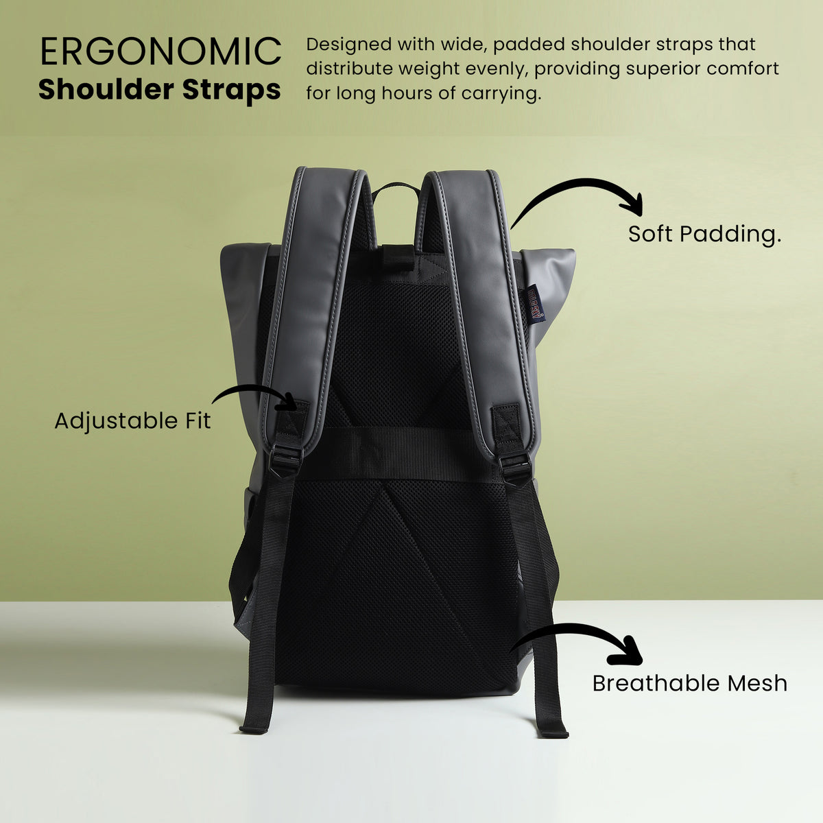 Vantior Premium Vegan Leather Roll Top Backpack
