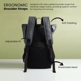 Vantior Premium Vegan Leather Roll Top Backpack