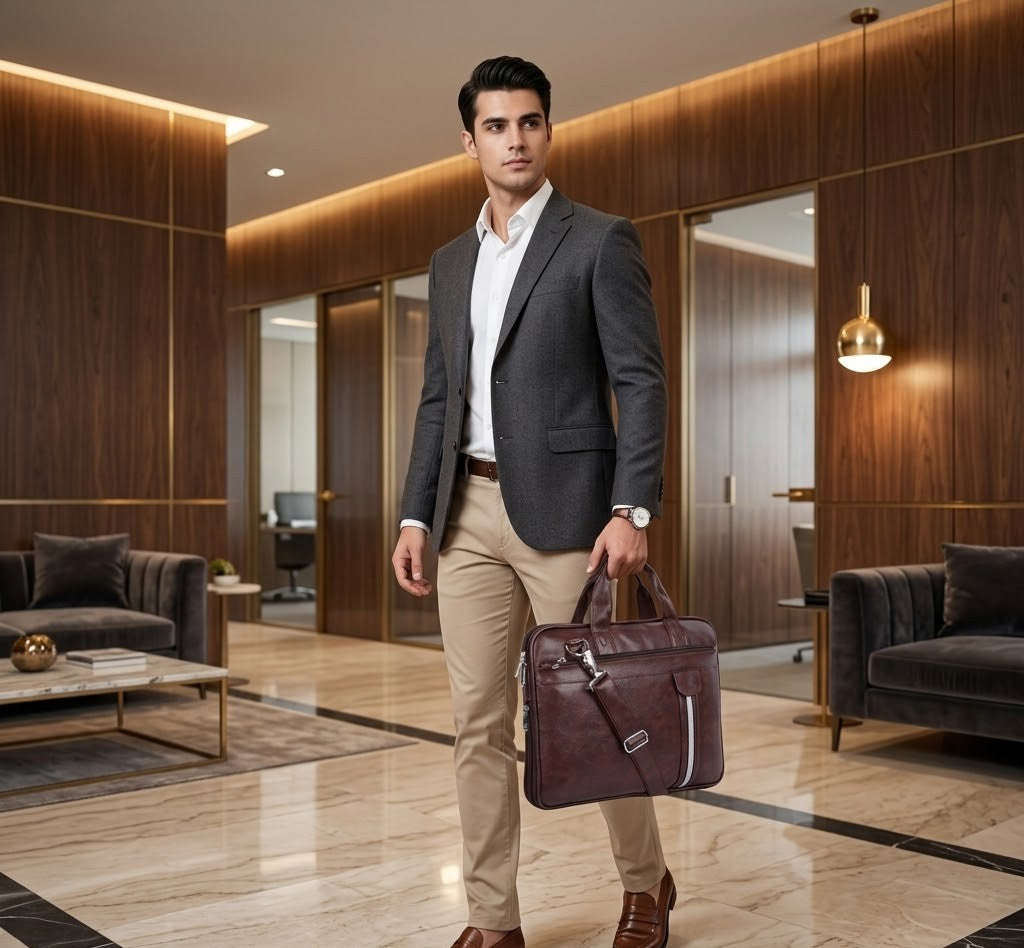WhiteLine Bottom Expandable Laptop Messenger Bag for Men