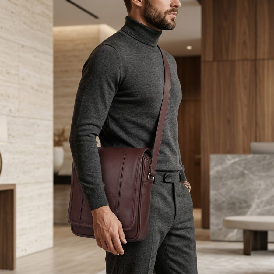 Draper Premium Vegan Leather Sling Bag With Padded Tab Sleeve