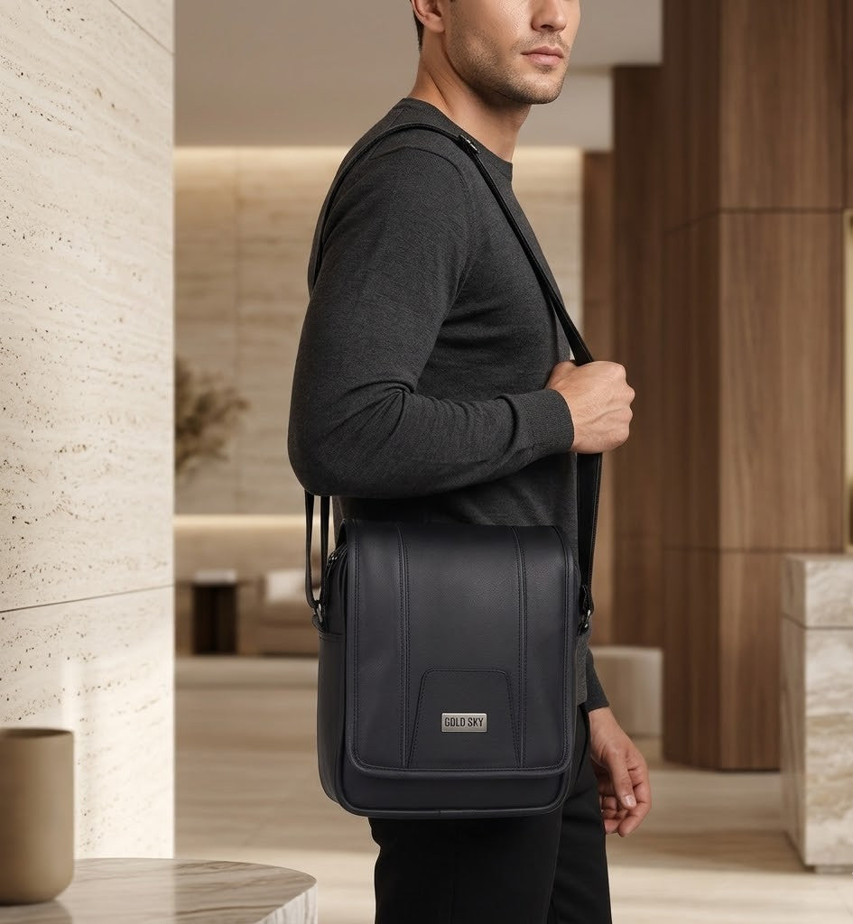Draper Premium Vegan Leather Sling Bag With Padded Tab Sleeve
