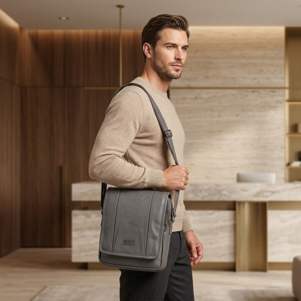 Draper Premium Vegan Leather Sling Bag With Padded Tab Sleeve