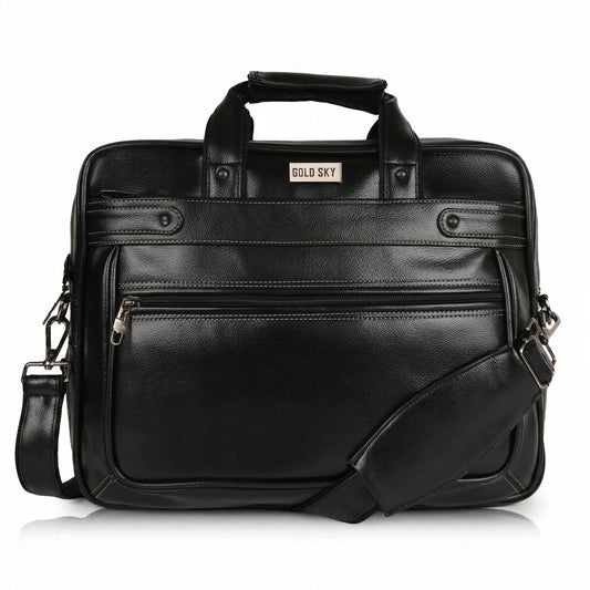 LuxCraft Expandable Vegan Leather Laptop Messenger Bag