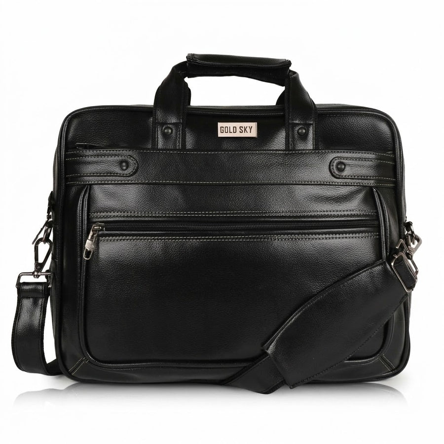 LuxCraft Expandable Vegan Leather Laptop Messenger Bag