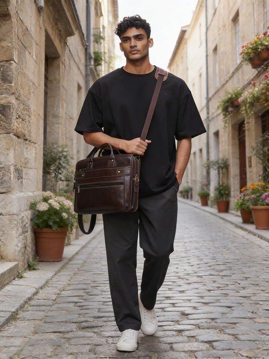 GOLD SKY Brown Messenger Bag – Unisex Crossbody